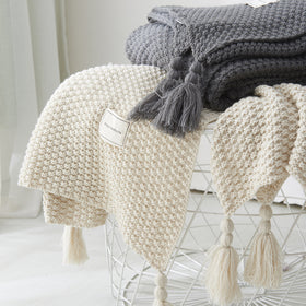 Tassel Knitted Ball Blanket Wool Blanket Office Air Conditioning Lunch